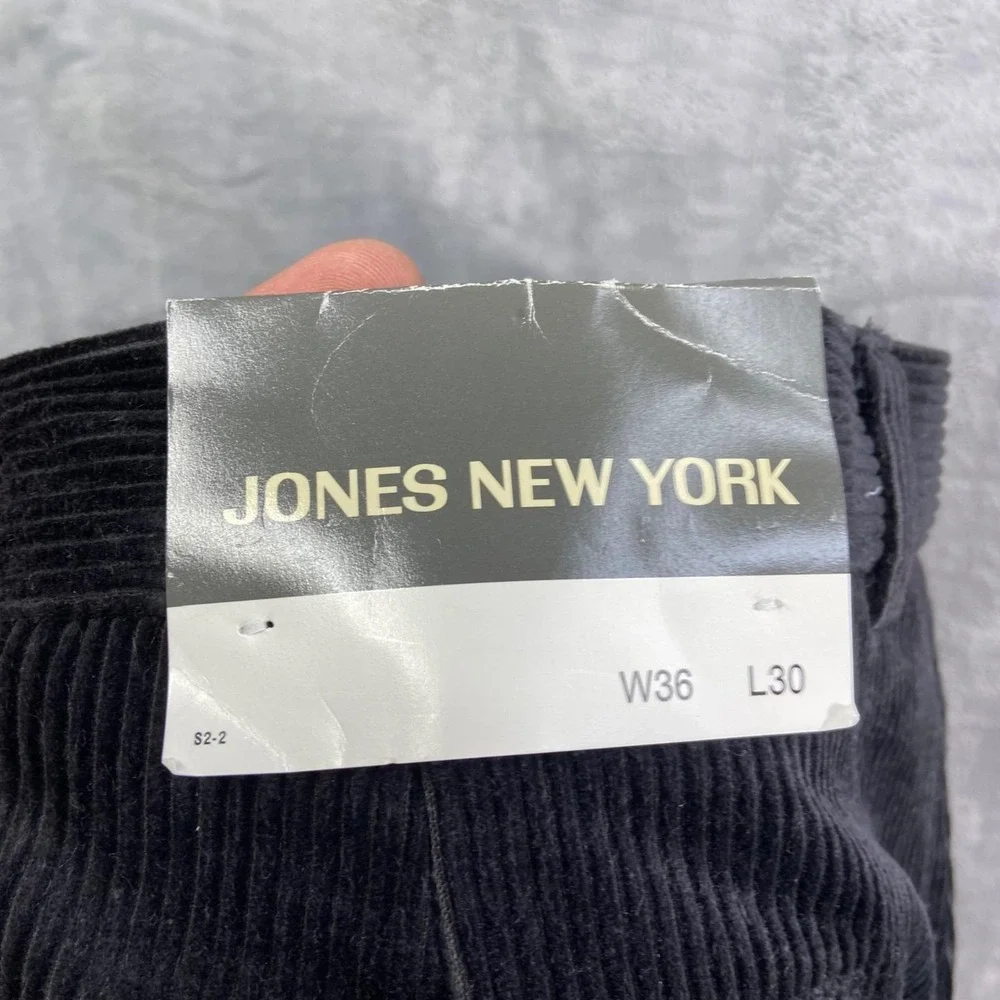 New Jones New York Pleated Corduroy Pants Men's 36x30 Black Cotton